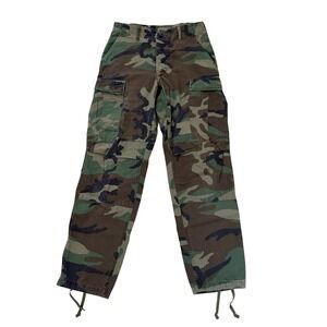 Vintage US Military Woodland Camo Pants Mens 30x31 Green Brown Cargo 80s Utility